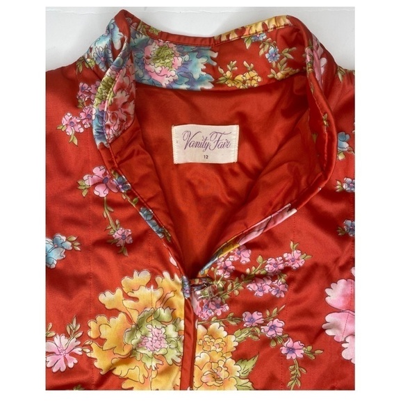Vintage Vanity Fair Red Floral Tricot Lounge Blazer Jacket Sz 12 - Picture 3 of 7